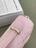Dior pink leather flap bag with gold Dior logo plaque