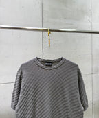 Amiri knit sweater front view in heather gray, crew neck and elbow sleeves.