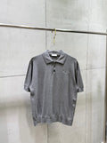 Prada polo shirt, short-sleeve knit in heather gray with button placket and collar