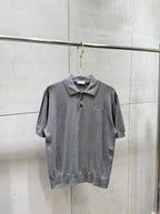 Prada polo shirt, short-sleeve knit in heather gray with button placket and collar