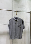 Ralph Lauren heather gray polo shirt with button placket and chest pocket