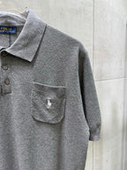 Ralph Lauren heather gray polo shirt pocket with embroidered horse logo