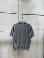 Ralph Lauren heather gray polo shirt, back view with ribbed collar