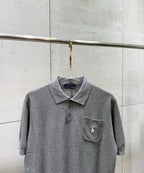 Ralph Lauren heather gray polo shirt with button placket and embroidered pocket logo