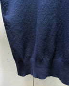 Navy knit polo sweater hem and textured fabric close-up