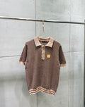 Louis Vuitton knit polo shirt with button placket, short sleeves, ribbed collar and cuffs
