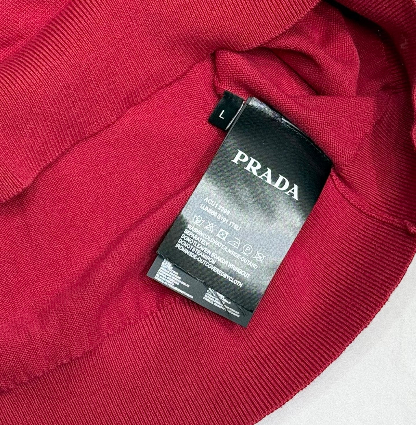 Prada polo shirt size L care label inside collar area