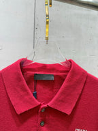 Prada red polo shirt neckline and placket with buttons and collar