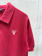 Prada red polo shirt with side sleeve and small PRADA Milano chest logo