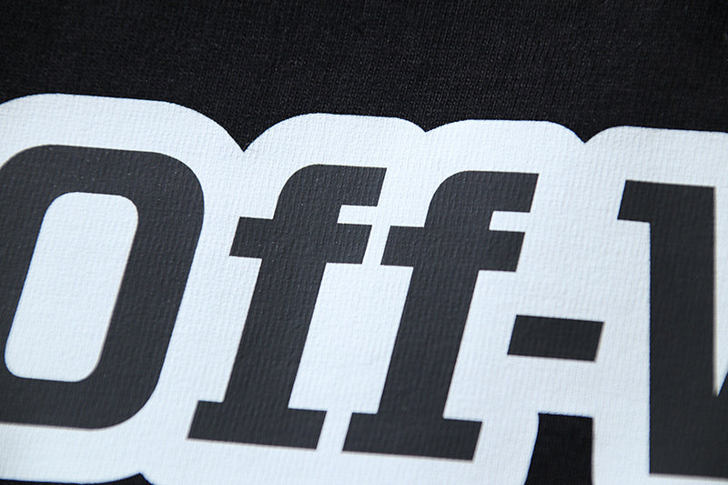 Off-White logo graphic on black crewneck T-shirt
