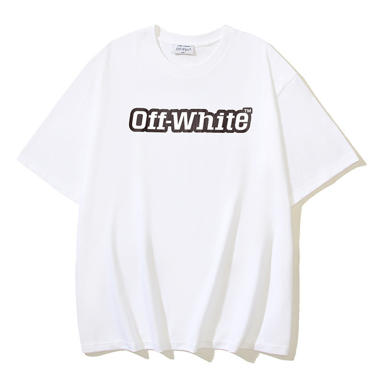 Off-White logo T-shirt, off-white short sleeve crew neck, front view