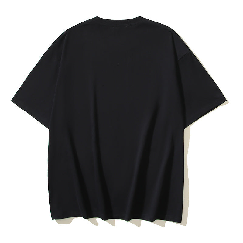 Off-White T-shirt, black short sleeve crew neck, back view