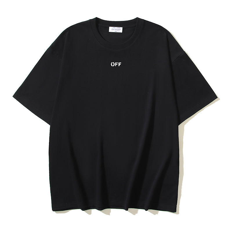 Black T-shirt with small “OFF” text logo on chest