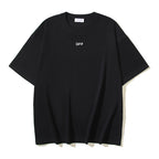 Black T-shirt with small “OFF” text logo on chest