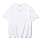 White T-shirt with small “OFF” text logo on chest