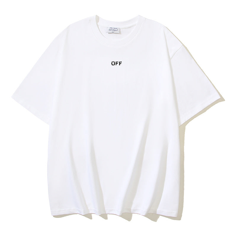 White T-shirt with small “OFF” text logo on chest