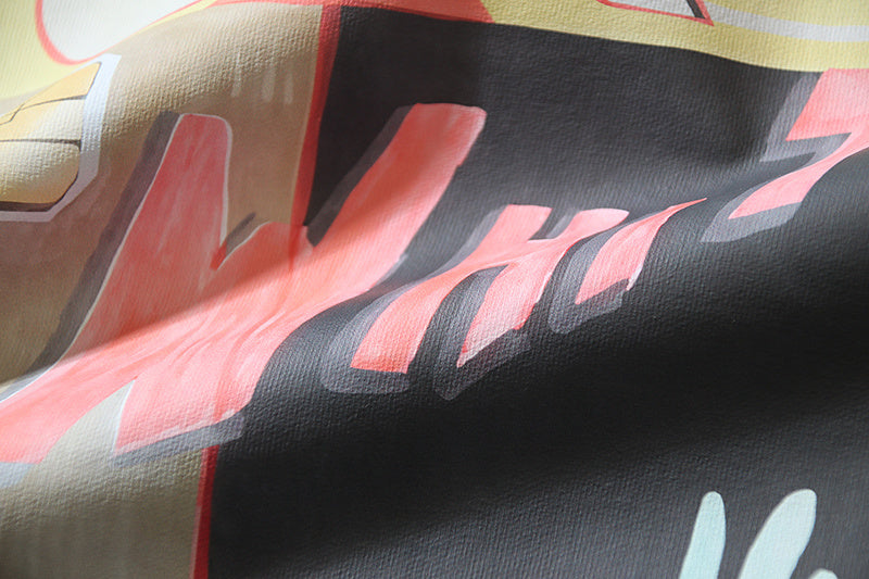 Off-White T-shirt large abstract graphic with pink lettering
