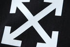 Off-White T-shirt graphic with large white X and arrows