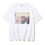 Off-white graphic T-shirt with rectangular front print and crew neck