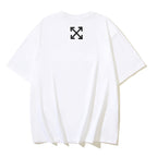 Off-white T-shirt back with small white logo near upper back
