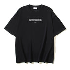 Off-White black crew-neck T-shirt with front graphic text, short sleeves