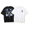 Graphic T-shirt set, black and white crew-neck short sleeves