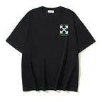 Black T-shirt with small chest logo and crossed design