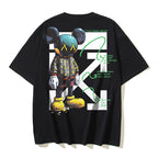 Black graphic T-shirt with large front character print