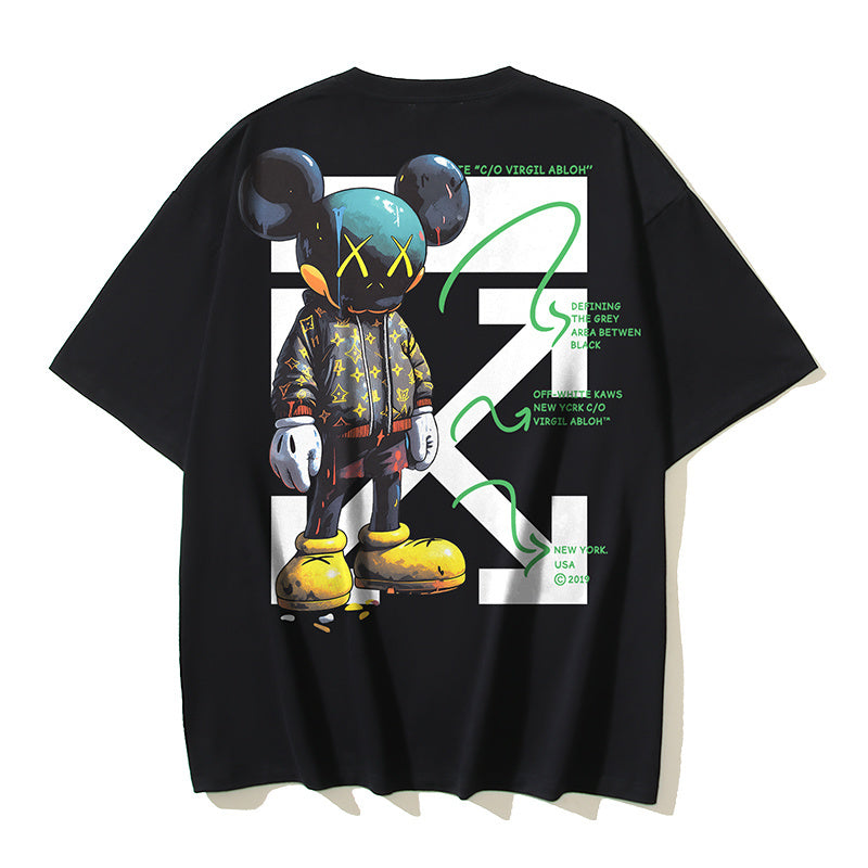 Black graphic T-shirt with large front character print