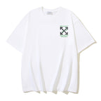Off-white T-shirt with small chest logo and crossed design