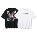 Graphic T-shirt set, black and white crew necks with large front artwork