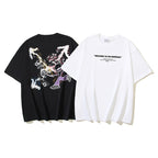 Graphic T-shirt set, black and white crew necks with large front artwork