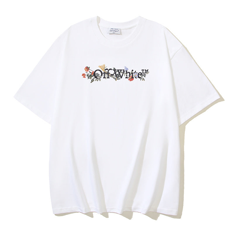 Off-white short-sleeve T-shirt with Off-White™ graphic logo at chest