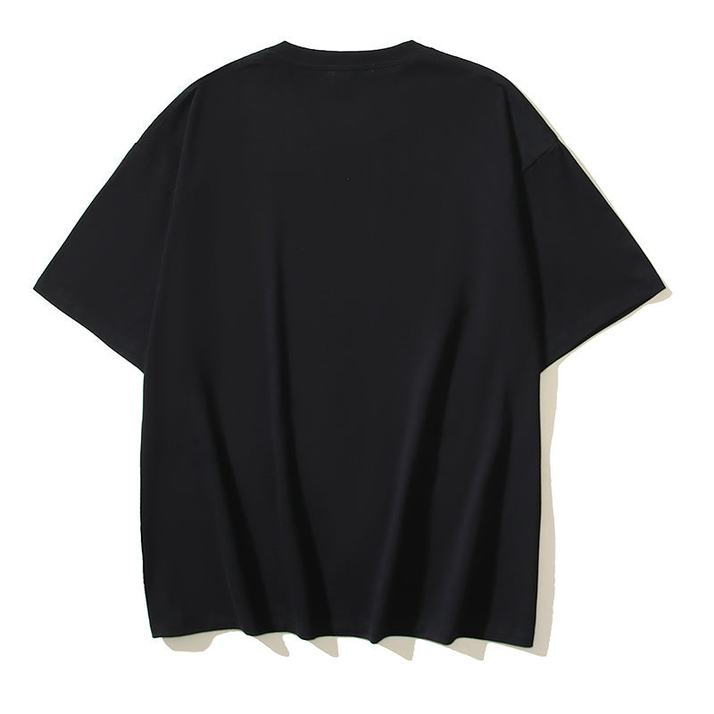 Black short-sleeve T-shirt, plain back view