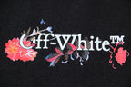 Black T-shirt front floral and Off-White lettering graphic