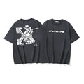 Off-White crew-neck T-shirt in dark gray with large white graphic print front