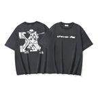 Off-White crew-neck T-shirt in dark gray with large white graphic print front