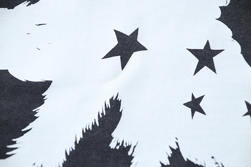 Off-White T-shirt star and moon graphic in white on dark gray