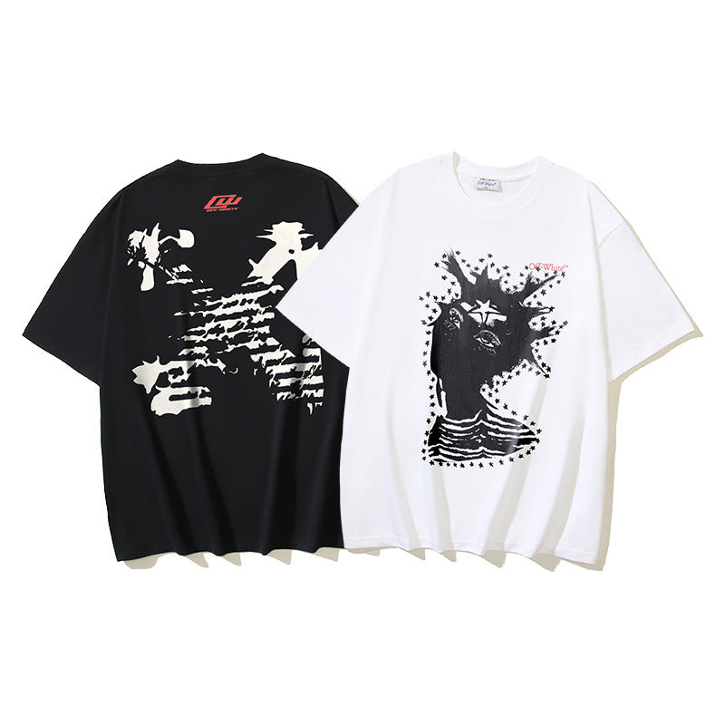 Off-White graphic T-shirt, black and off-white pair with bold front prints