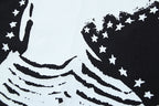 Off-White graphic T-shirt with black stars and stripes print on off-white fabric