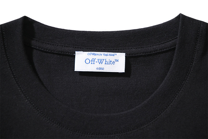 Black Off-White crewneck T-shirt neckline with size label