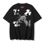 Off White black crewneck T-shirt with large white abstract graphic front print