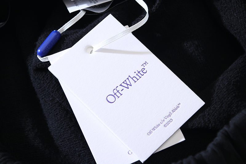 Off-White shorts with hanging brand tag and drawstring view