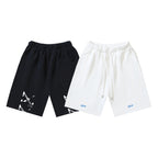 Off-White logo shorts, black and off-white with elastic waistband and drawstring