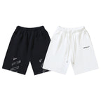 Off-White logo shorts, black with drawstring and printed arrows