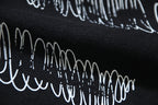 Off-White logo print on black fabric close-up