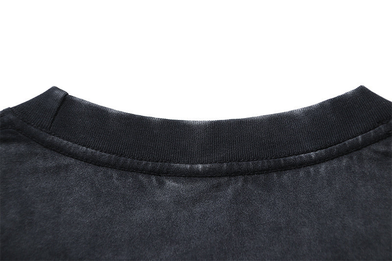 Off-White crewneck top neckline with ribbed collar, dark fabric