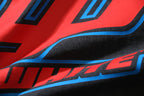 Close-up of Off-White logo and trim on black T-shirt