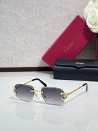 Cartier eyeglasses with gray gradient lenses, gold frame, black arms