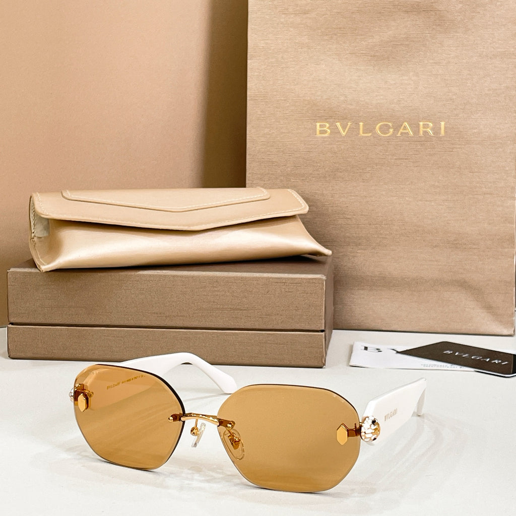 Bvlgari sunglasses with amber lenses and gold-tone frame hardware